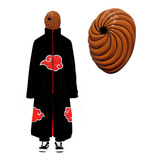 Kit Capa Akatsuki Máscara Tobi Naruto Cosplay Manto T01