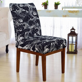 Kit Capa Cadeira Jantar Malha Gel Elástico 4 Unidades Luxo Cor Black Flower
