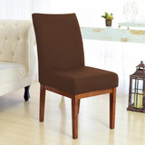 Kit Capa Cadeira Jantar Malha Gel Elástico 4 Unidades Luxo Cor Marrom