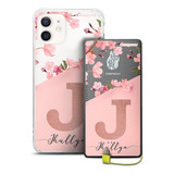 Kit Capa Capinha carregador Portátil Floral Flores Com Nome