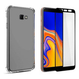 Kit Capa Capinha Case Para Galaxy J4 Plus Pelicula 3d Cor Transparente