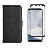 Kit Capa Case Carteira Couro Para Galaxy S9 Pelicula 3d