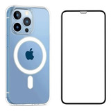 Kit Capa Case Clear Magnética Para iPhone 13 Pro Pelicula