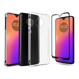 Kit Capa Case Transparente + Pelicula P/ Moto G7 / G7 Plus
