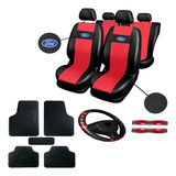 Kit Capa Couro Banco Carro Tapete Volante Ford Brindes