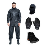 Kit Capa De Chuva Pvc Luva X11 Fitx Polaina Balaclava Moto