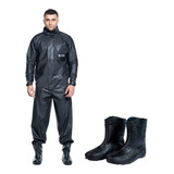 Kit Capa De Chuva Yess Bota Delta Pvc Roupa Motoqueiro Moto