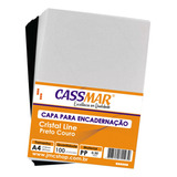 Kit Capa Encadernação A4 Preta Couro Cristal Line 100un