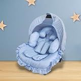 Kit Capa Forro Para Bebê Conforto Acolchoada Universal 100 Algodão Capota Protetora Solar Apoio Redutor De Corpo Protetores De Cinto Azul