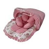 Kit Capa Forro Para Bebê Conforto Acolchoada Universal 100 Algodão Capota Protetora Solar Apoio Redutor De Corpo Protetores De Cinto Floral Rosê