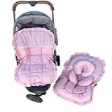 Kit Capa Forro Para Carrinho De Bebê Capa Para Bebê Conforto Universal 13kg 100 Algodão Macia Apoio Redutor De Corpo Poá Rosê