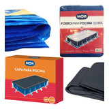 Kit Capa Forro Para Piscina Estrutural 10000 Litros Mor Cor Capa Preto Forro Azul