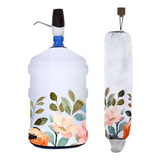 Kit Capa Galão Invertido Floral Puxa Saco Floral Aqua