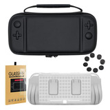Kit Capa Nintendo Switch Lite Tpu Pelicula Vidro 4 Grips