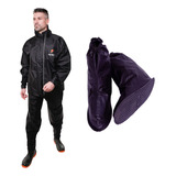 Kit Capa Roupa Chuva Nylon Moto Impermeável Polaina Bota
