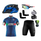 Kit Capacete Ciclismo Óculos Luvas Manguitos