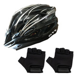 Kit Capacete De Bicicleta C Viseira Led Bike Lazer Luvas