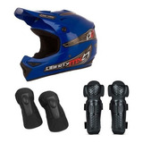 Kit Capacete Downhil Cross Bike Joelheira Cotoveleira Adulto