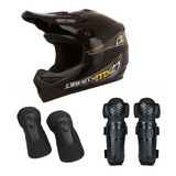 Kit Capacete Downhil Cross Bike Joelheira Cotoveleira Adulto