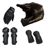 Kit Capacete Downhill Bmx Bike Moto Joelheira Cotoveleira