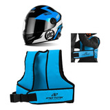 Kit Capacete Etceter Kids Colete Cinto Infantil Para Moto