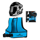 Kit Capacete Etceter Kids Colete Cinto Infantil Para Moto