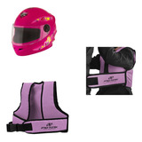 Kit Capacete Infantil Cinto P Transporte Kids Rosa Oferta