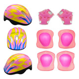Kit Capacete Infantil Criança Joelheira Luva Cotoveleira