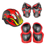 Kit Capacete Infantil Criança Joelheira Luva Cotoveleira