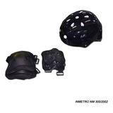 Kit Capacete Joelheira Cotoveleira Infantil Preto