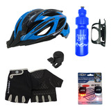 Kit Capacete Suporte E Garrafinha Luva Luz E Campainha