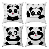 Kit Capas Almofadas Decorativas Panda Feliz