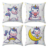 Kit Capas Almofadas Decorativas Unicórnio 45x45 Id Decor