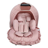 Kit Capas Completo Para Bebê Conforto Universal 5 Pçs Rosê