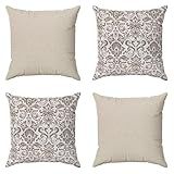 Kit Capas De Almofadas 60x60 Grandes Bege Cru Decoração Sala Sofá Cama Medalhão Bege