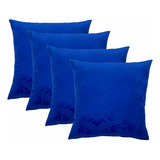 Kit Capas De Almofadas Decorativas 4 Peças Cores Lisas Azul