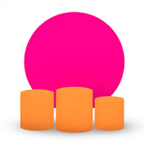 Kit Capas Painel Redondo Pink Trio Mesa Cilindro Laranja