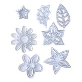 Kit Carimbo Marcador Cortador Folhas Flores Confeitaria