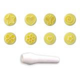 Kit Carimbos Para Brigadeiro Doces Laço Coração Estrela Flor Cor Amarelo Essenciais