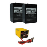 Kit Carregador 6v 2 Bat 4 5ah 4ah Para Moto Elétrica Carro