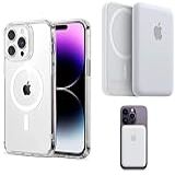 Kit Carregador Bateria Mag Safe E Capa Capinha Clear Case Compatível IPhone 13 E 14 Phone Palace IPhone 14 Pro Max 