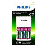 Kit Carregador Pilhas Philips Recarregáveis Aa 2450mah 