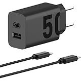 Kit Carregador Super Turbo 50W Com Cabo USB Tipo C Porta Dupla USB C USB A Compatível Com IPhone 15 Samsung Motorola Xiaomi Tablets E Notebooks