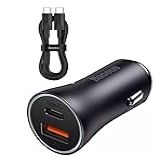 Kit Carregador Veicular Baseus USB A USB C Turbo 60W Cabo USB C 1 Metro Golden Max Dual Preto