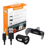 Kit Carregador Veicular Suporte Smartphone E Cabo Micro Usb Geonav