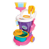 Kit Carrinho De Limpeza Cleaning Trolley Brinquedo Faxina