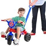 Kit Carrinho De Passeio Infantil Andador Bebe Didático Triciclo De Empurrar Com Pedal Haste Chave Crec Crec Totoka Spider Super Heroi Aranha Motoca Menino Criança 1 Ano Brinquedo De Atividades