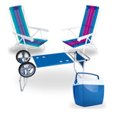 Kit Carrinho Praia C Avanço 2 Cadeiras caixa Térmica 34 L