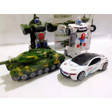 Kit Carro Bmw E Combat Tank Vira Robô Com Som E Luz