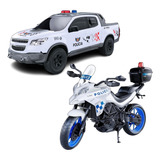 Kit Carro Pick Up S10 + Moto Motocicleta De Policia